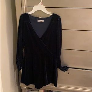Navy velvet romper